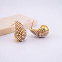 Aretes gotas con perla huecos en acero