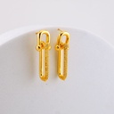 Aretes eslabones herradura con zirconias baño 18k pin de plata