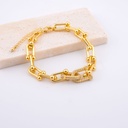 Pulsera eslabones herradura con zirconia baño 18k 