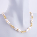 Collar de perlas naturales de rio de alta calidad con cadena en goldfilled