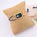 Pulsera correa ajustable de hilo metalizado en forma de estrella con zirconia esmaltado baño 18k 