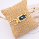Pulsera correa ajustable de hilo metalizado en forma de ave con zirconia esmaltado baño 18k 