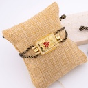 Pulsera correa ajustable de hilo metalizado en forma de corazon con zirconia esmaltado baño 18k 