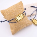Pulsera correa ajustable de hilo metalizado en forma de luna con zirconia esmaltado baño 18k 