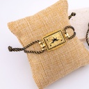 Pulsera correa ajustable de hilo metalizado en forma de ojo turco con zirconia esmaltado baño 18k 