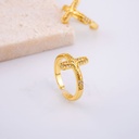 Anillo ajustable religioso con zirconias baño 18k 