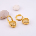 Aretes argolla doble uso con colgante de corazon con zirconias baño 18k pin de plata