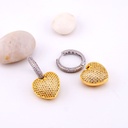 Aretes argolla doble uso con colgante de corazon con zirconias baño 18k pin de plata