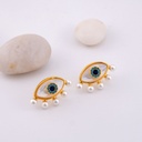 Aretes stud ojo turco madre perla y zirconias baño 18k pin de plata