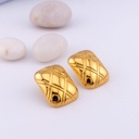 Aretes stud rectangulares con decorado aacero inoxidable