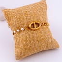 Pulsera de marca con perlas  acero inoxidable