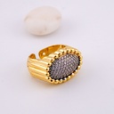 Anillo elegante grande ajustable dos tonos baño 18k 