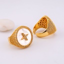 Anillo grande ajustable con madre perla y zirconias baño 18k 