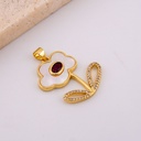  Dije de flor con madre perla  micropave y baño 18k