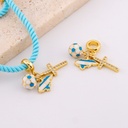  Dije estilo Charm HONDURAS  colgantes de cruz, mapa y balon; esmaltado micropave y baño 18k