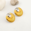 Aretes stud redondos dos tonos acero inoxidable