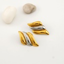 Aretes stud en forma de ala dos tonos acero inoxidable