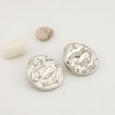 Aretes Chunky liviano redondo con perla pin de plata y  baño 18k