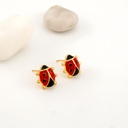 Aretes stud de mariquita esmaltado pin de plata y  baño 18k