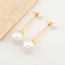 Aretes stud largos con perlas y baño 18k pin de plata