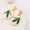 Aretes colgantes gota decorado esmaltado baño 18k pin de plata