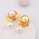 Aretes con perla colgante baño 18k pin de plata