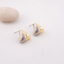 Aretes stud dos tonos baño 18k pin de plata