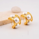 Aretes C hoops con perlas baño 18k pin de plata