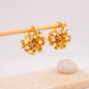 Aretes destello con perlas baño 18k pin de plata