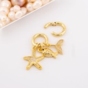 Set de 3 dijes estrella, pez y cola de pez con argolla micropave con baño 18k
