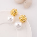 Aretes colgantes con zirconias y perlas   baño 18k pin de plata