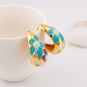 Aretes gota flor esmaltado baño 18k pin de plata