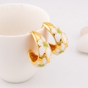 Aretes gota flor esmaltado baño 18k pin de plata