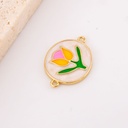 Enlace flor esmaltado con baño 18k
