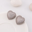Aretes  corazon con zirconia baño 18k pin de plata