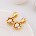 Aretes mini colgantes con perla natural baño 18k pin de plata