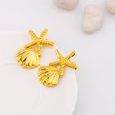 Aretes stud concha, estrella de mar baño 18k