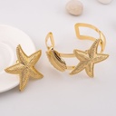 Set de anillo y brazalete estrella y concha de mar baño 18k