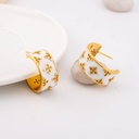 Aretes  C hoops zirconia esmaltados baño 18k pin de plata
