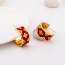 Aretes  C hoops zirconia esmaltados baño 18k pin de plata