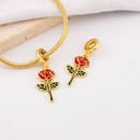 charm flor rosa y baño 18k