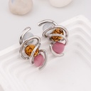 Aretes espiral con zirconia  y piedras semipreciosas baño 18k