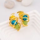 Aretes espiral con zirconia  y piedras semipreciosas baño 18k