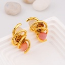 Aretes espiral con zirconia  y piedras semipreciosas baño 18k
