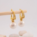 Aretes colgantes con perlas y zirconias baño 18k