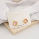 Aretes trebol con zirconias  baño 18k