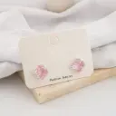 Aretes trebol con zirconias  baño 18k