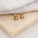 Aretes piercing con zirconia cuadrado  acero inoxidable