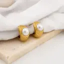 Aretes stud con perlas acero inoxidable