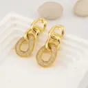 Aretes colgantes eslabones con zirconias baño 18k